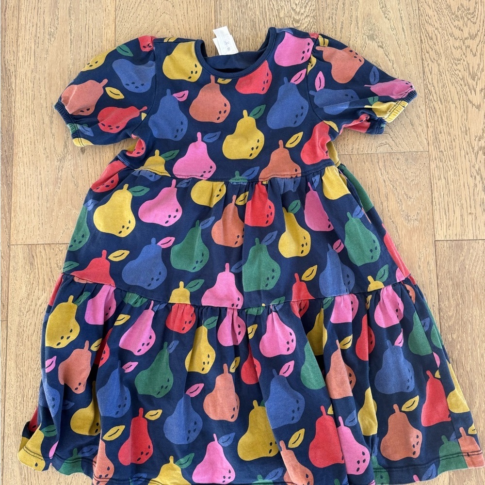 Hanna Andersson Girls Pear Twirl Dress Blue Size 6-7 - Picture 2 of 4